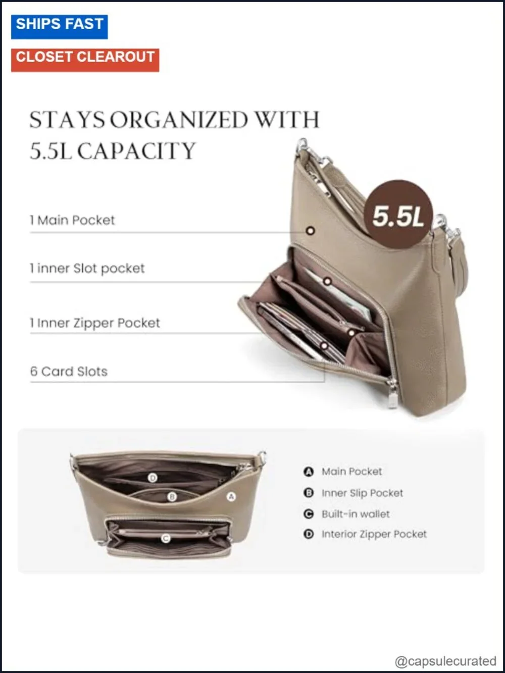 Genuine Leather Hobo Bag with RFID Wallet Anti-Theft Crossbody Purse